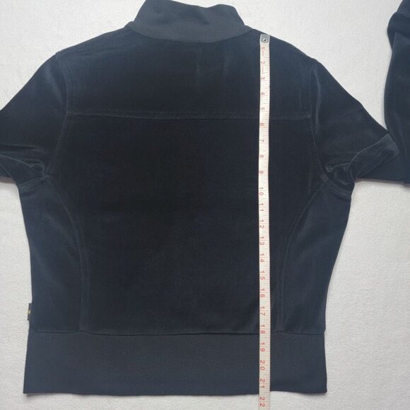MECCA Femme Y2K Velour Jacket Women's XL Black Full Zip Fleur-de-lis Lightweight - Picture 9 of 9